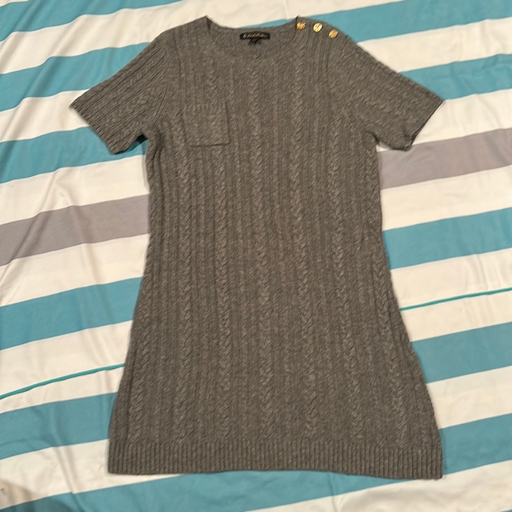 EUC Brooks Brothers women’s cable knit grey sweater dress, size L